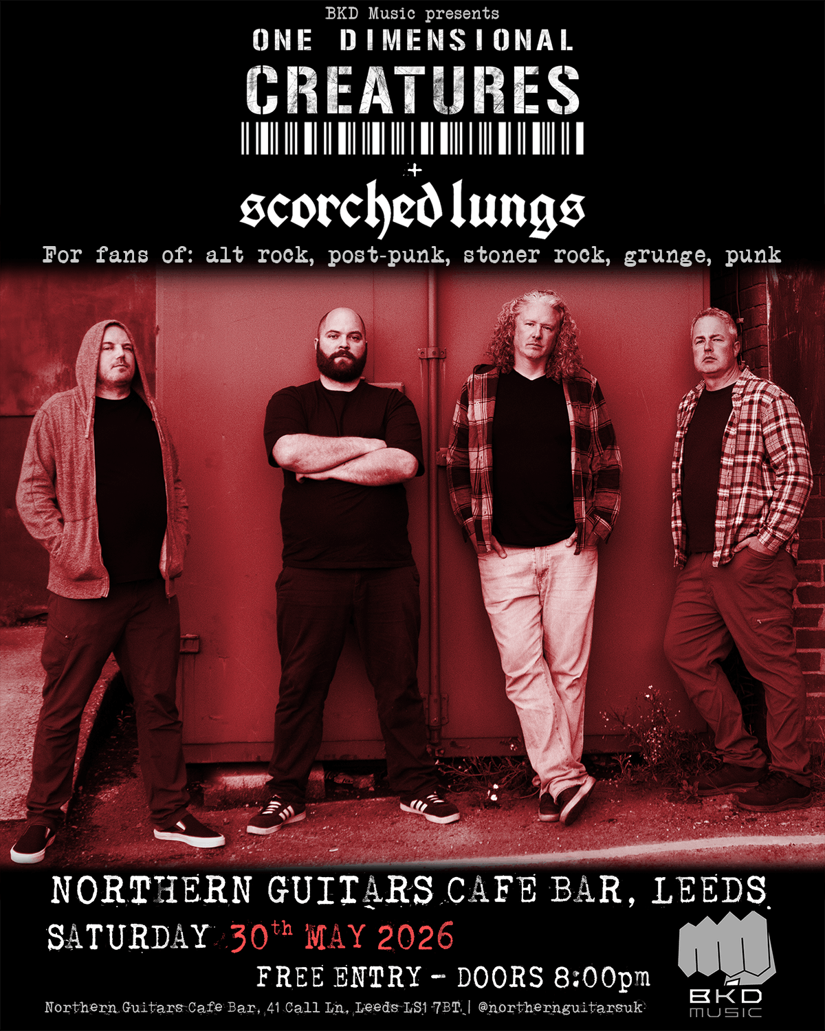 One Dimensional Creatures Play at Northern Guitars Café Bar in Leeds on 30th May 2026 - Poster